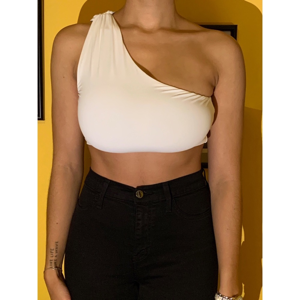 Meshki One Shoulder Crop Top